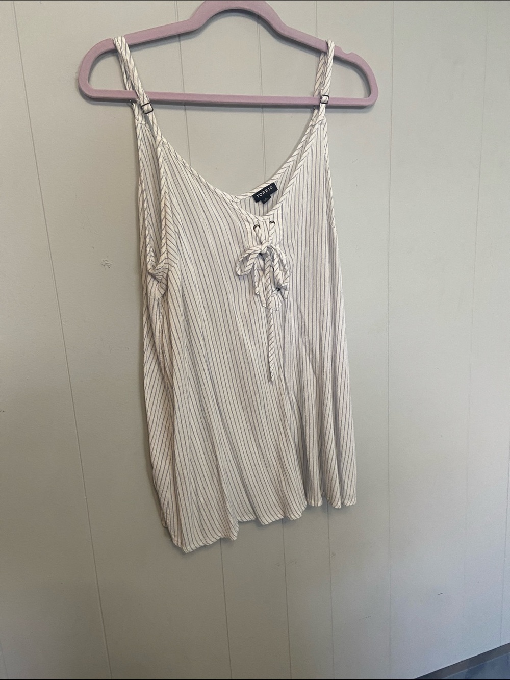 torrid white Striped Lace-Up Cami Size 2xl. Minor flaw